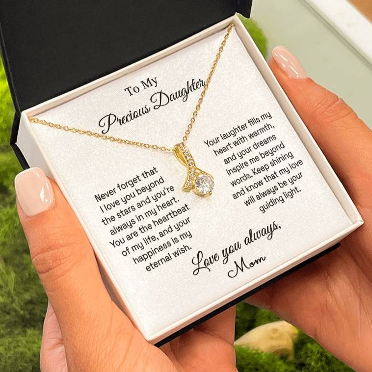 Daughter - Beyond The Stars - Alluring Beauty Necklace - From Mom 18K Yellow Gold Finish Standard Box Jewelry