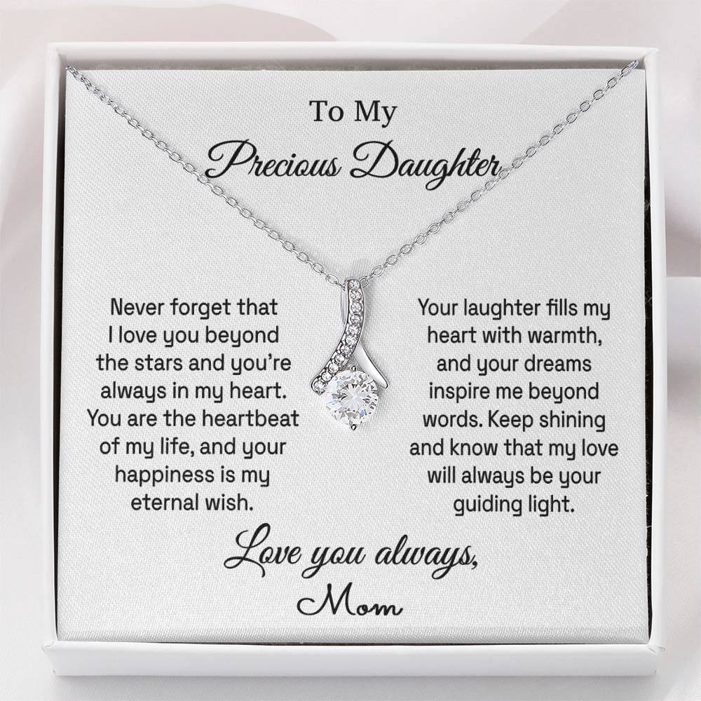 Daughter - Beyond The Stars - Alluring Beauty Necklace - From Mom 14K White Gold Finish Standard Box Jewelry
