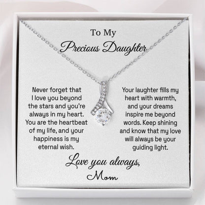 Daughter - Beyond The Stars - Alluring Beauty Necklace - From Mom 14K White Gold Finish Standard Box Jewelry