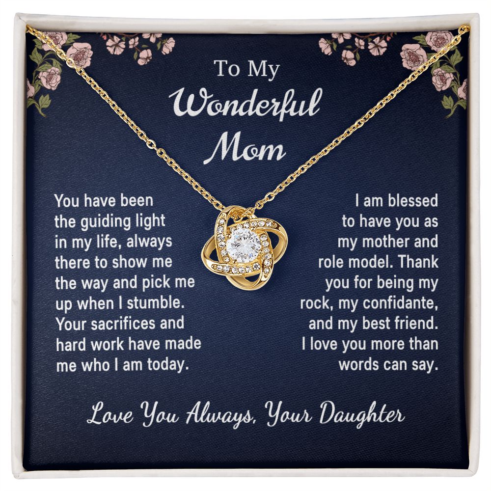 Mother - My Guiding Light - Love Knot necklace - From daughter - Mother's Day Gift Jewelry