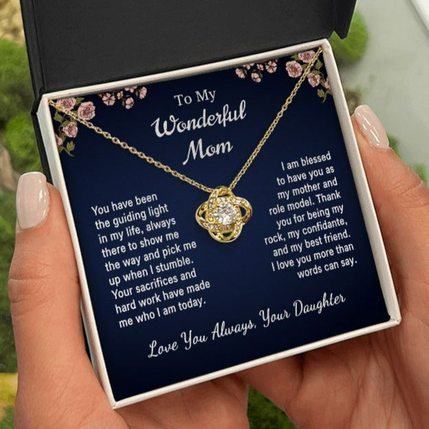 Mother - My Guiding Light - Love Knot necklace - From daughter - Mother's Day Gift 18K Yellow Gold Finish Luxury Box Jewelry