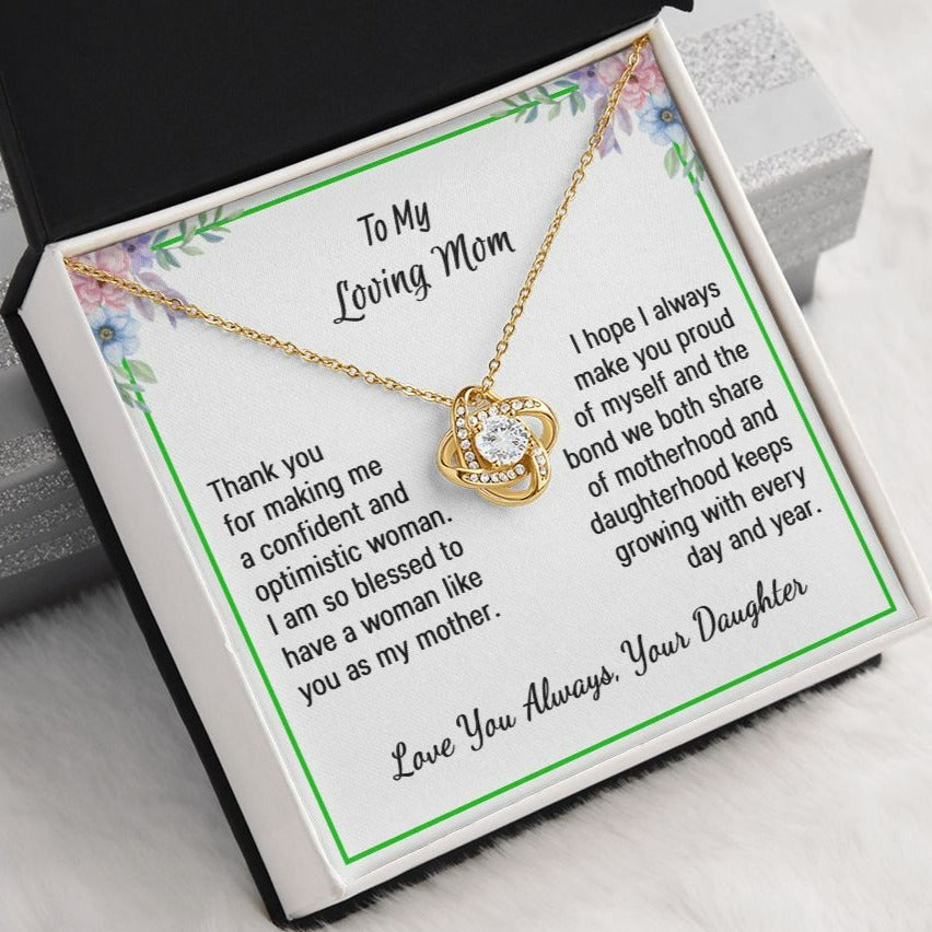 Mother - Thank You - Love Knot necklace - From daughter - Mother's Day Gift 18K Yellow Gold Finish Standard Box Jewelry