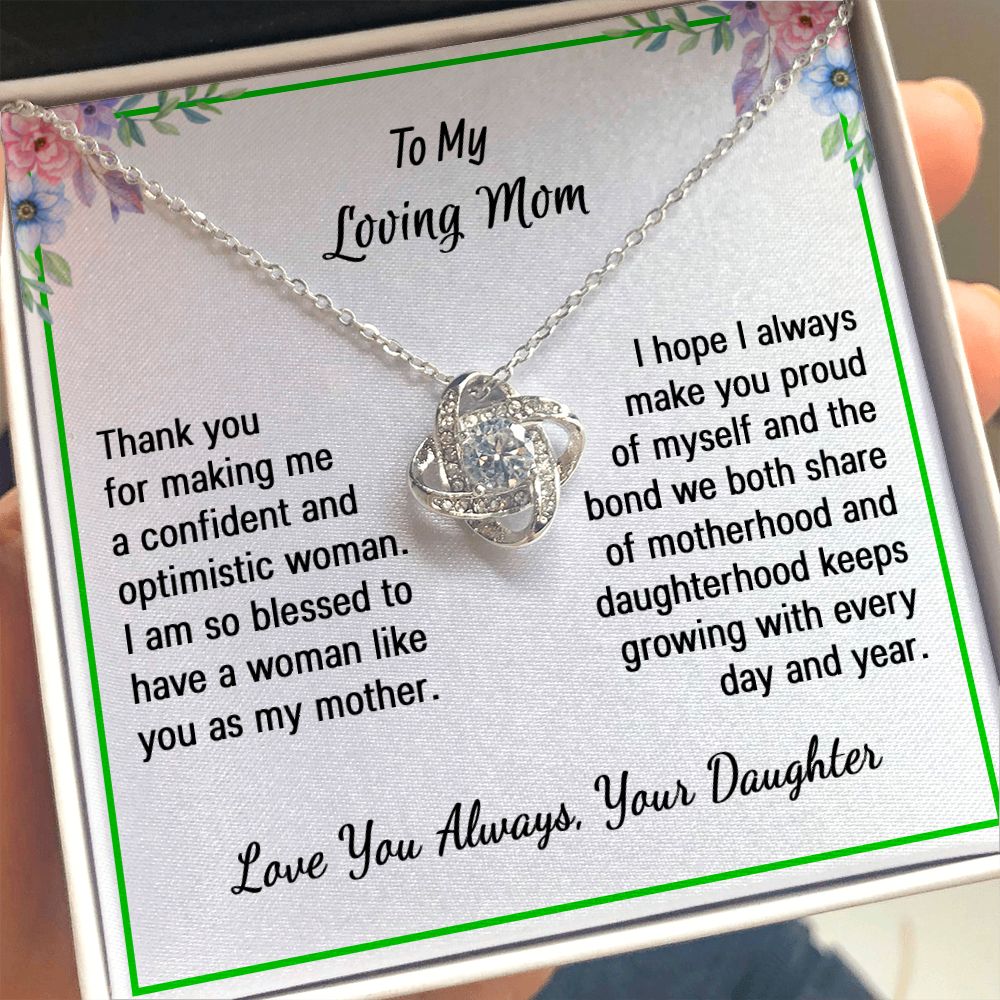 Mother - Thank You - Love Knot necklace - From daughter - Mother's Day Gift 14K White Gold Finish Standard Box Jewelry