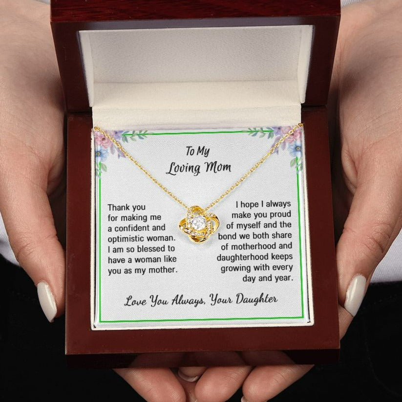Mother - Thank You - Love Knot necklace - From daughter - Mother's Day Gift 18K Yellow Gold Finish Luxury Box Jewelry