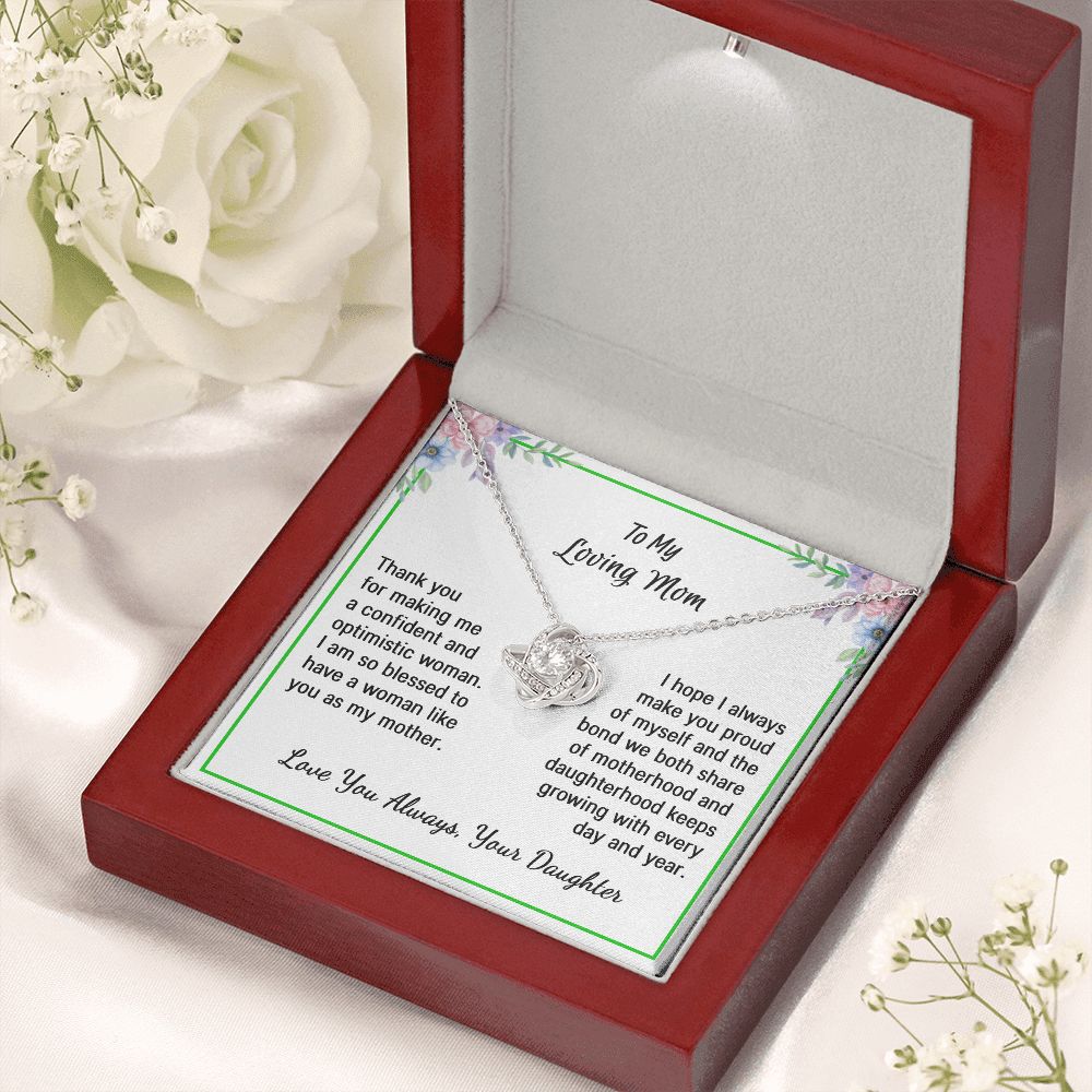 Mother - Thank You - Love Knot necklace - From daughter - Mother's Day Gift 14K White Gold Finish Luxury Box Jewelry