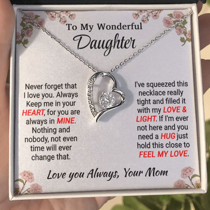 Daughter - My Love & Light - Forever Love Necklace - From Mom 14k White Gold Finish Standard Box Jewelry