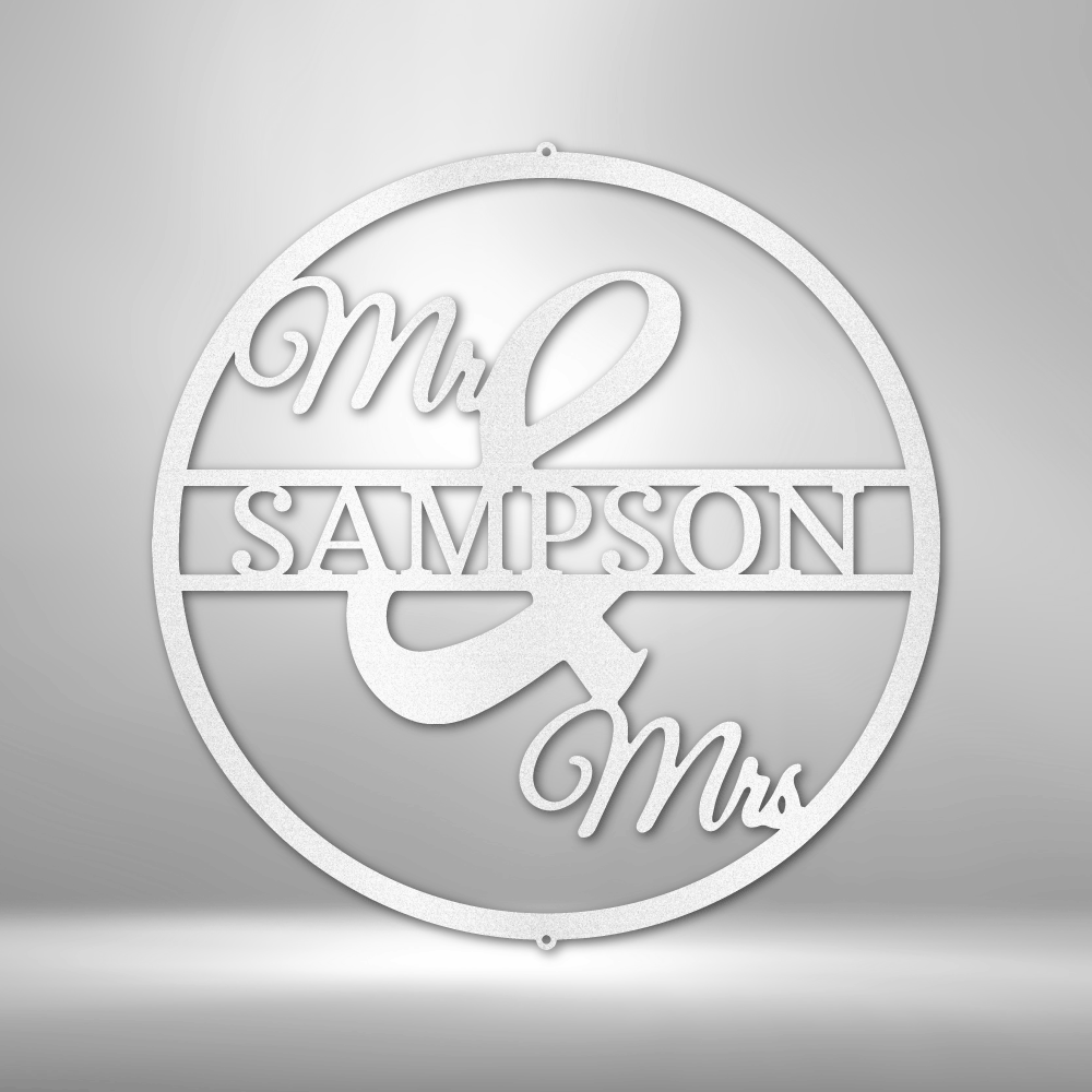 Customized Mr. & Mrs. Monogram - Steel Sign - MM02 White Custom
