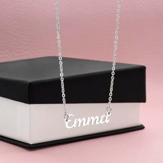 Personalized Name Necklace Polished Stainless Steel Standard Box Jewelry