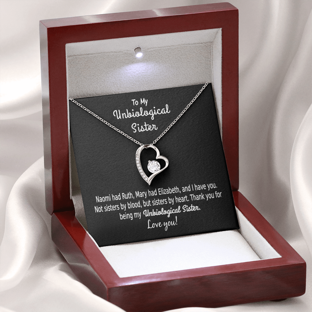 Unbiological Sister - Naomi Had Ruth - Gift for Bestie - Forever Love Necklace 14k White Gold Finish Luxury Box Jewelry