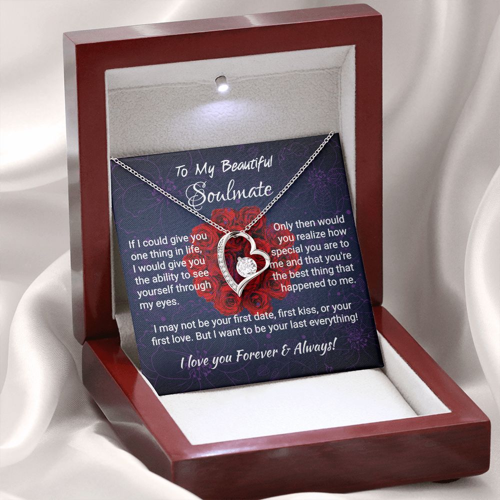 Soulmate- If I Could Give You - Forever Love Necklace 14k White Gold Finish Luxury Box Jewelry