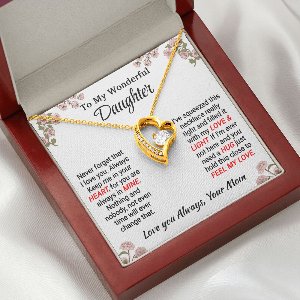 Daughter - My Love & Light - Forever Love Necklace - From Mom 18k Yellow Gold Finish Luxury Box Jewelry