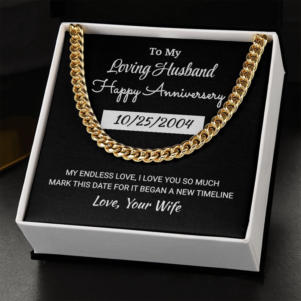 Husband - Happy Anniversary - Cuban Link Chain Jewelry