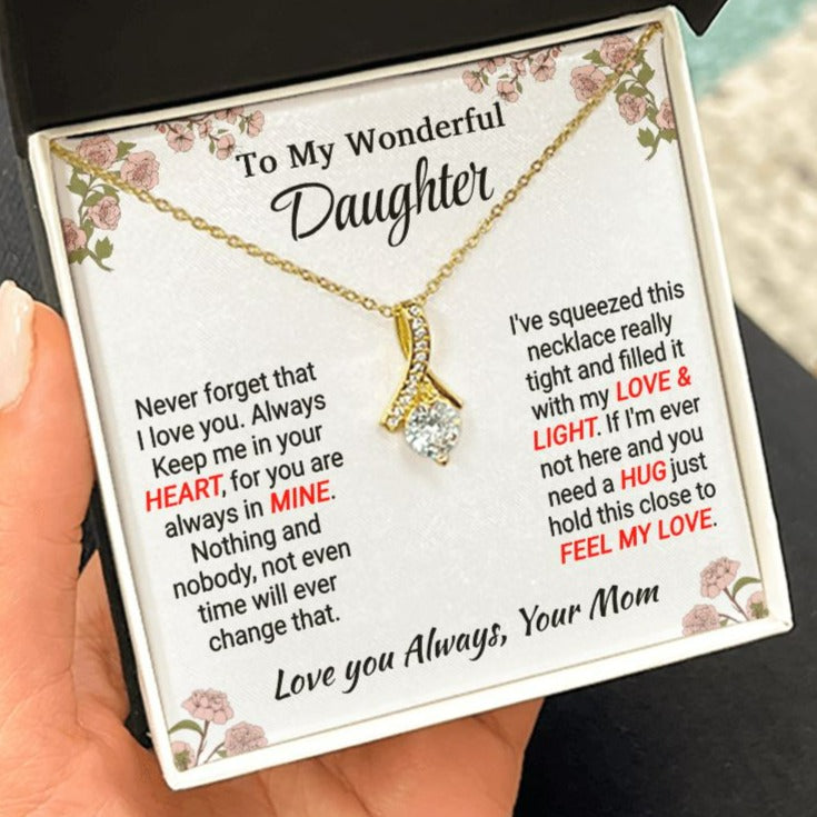 Daughter - My Love & Light - Alluring Beauty Necklace - From Mom 18K Yellow Gold Finish Standard Box Jewelry