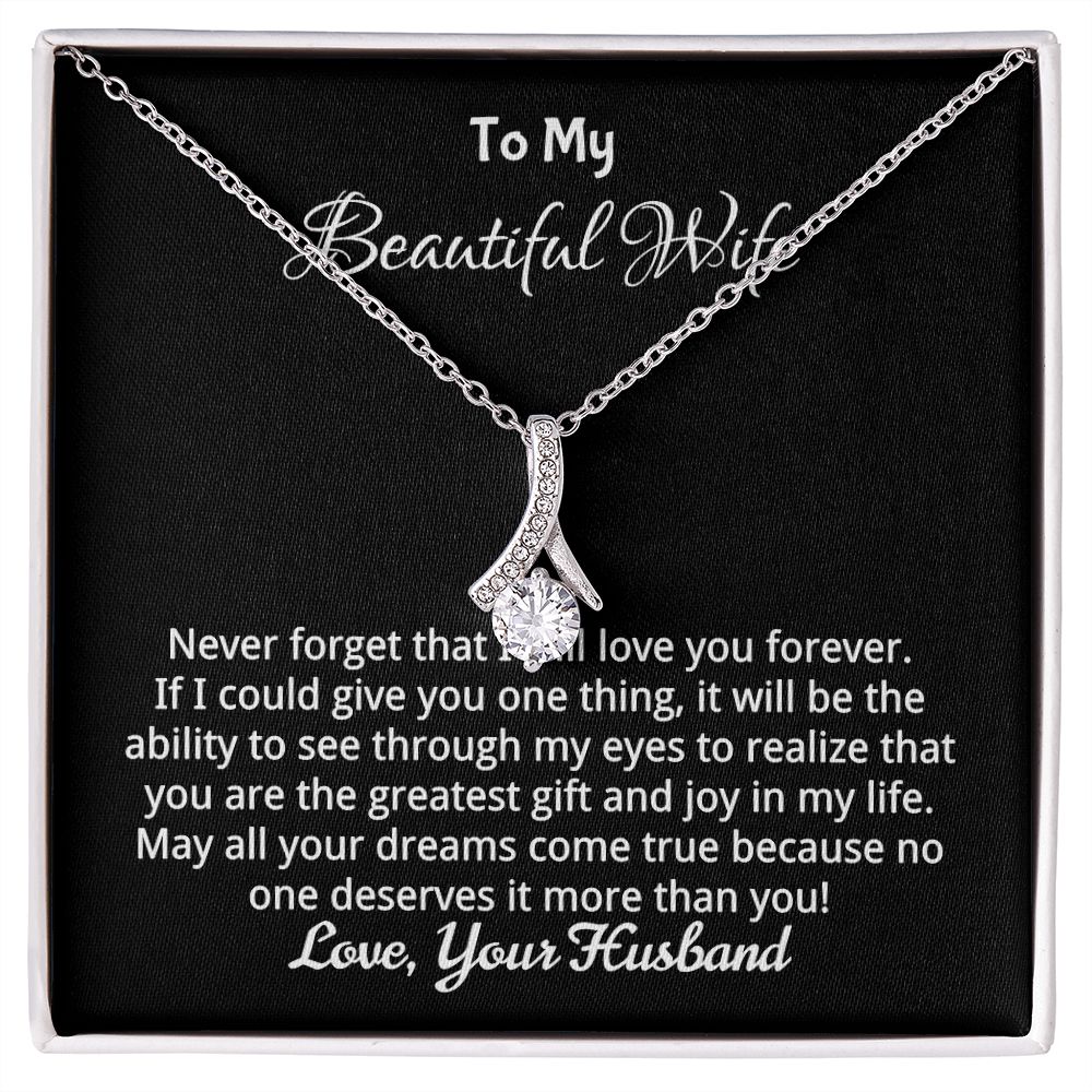 Never Forget - Gift for Wife - Alluring Beauty Necklace 14K White Gold Finish Standard Box Jewelry