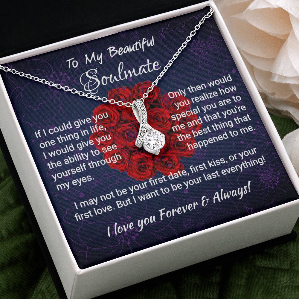 Soulmate - If I Could Give You - Alluring Beauty Necklace 14K White Gold Finish Standard Box Jewelry