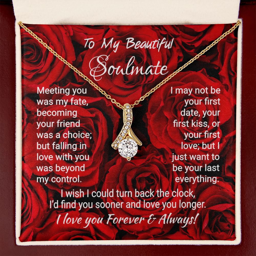 Soulmate - Meeting You Was My Fate - Alluring Beauty Necklace 18K Yellow Gold Finish Luxury Box Jewelry