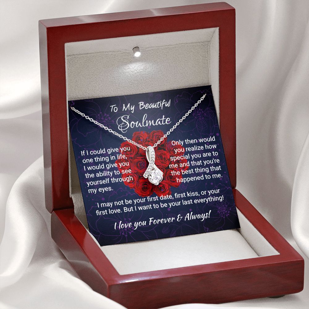 Soulmate - If I Could Give You - Alluring Beauty Necklace 14K White Gold Finish Luxury Box Jewelry