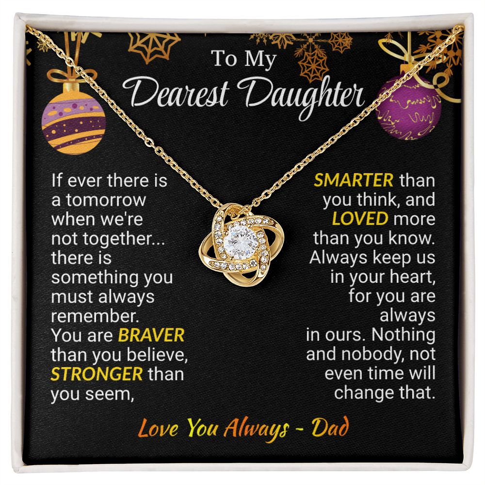 Daughter - Always In My Heart - Love Knot Necklace - Christmas Gift - From Dad Jewelry