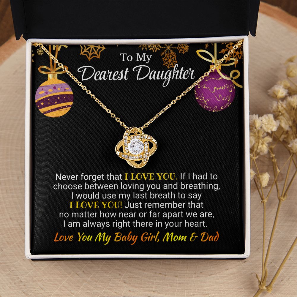 Daughter - I Am Always Right There - Love Knot Necklace - Christmas Gift - From Mom & Dad 18K Yellow Gold Finish Standard Box Jewelry