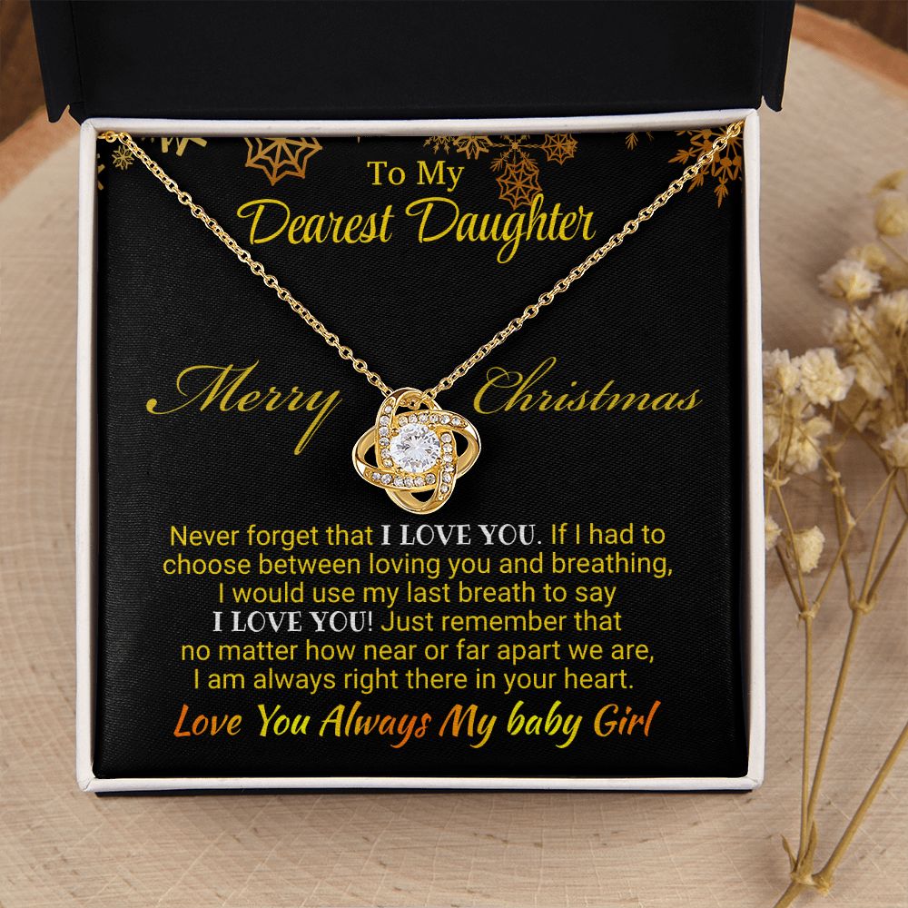 Daughter - Never Forget That - Love Knot Necklace - Christmas Gift 18K Yellow Gold Finish Standard Box Jewelry