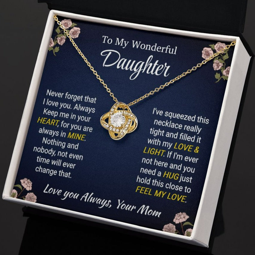 Daughter - Love & Light - Love Knot Necklace - From Mom 18K Yellow Gold Finish Standard Box Jewelry