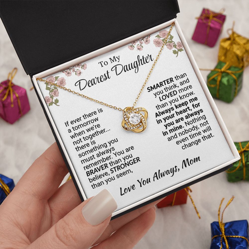 Daughter - Always In My Heart - Love Knot Necklace - From Mom 18K Yellow Gold Finish Standard Box Jewelry