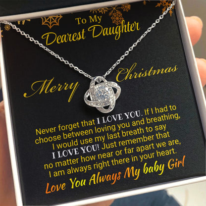 Daughter - Never Forget That - Love Knot Necklace - Christmas Gift 14K White Gold Finish Standard Box Jewelry