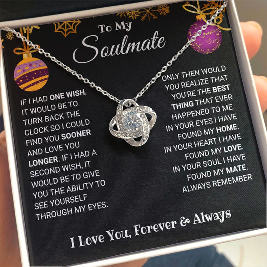 Soulmate - Always Remember - Love Knot Necklace - Christmas Gift 14K White Gold Finish Standard Box Jewelry