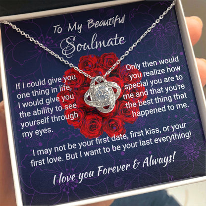 Soulmate - If I Could Give You - Love Knot Necklace 14K White Gold Finish Standard Box Jewelry