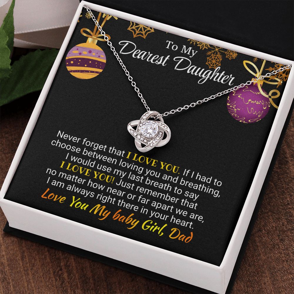 Daughter - I am Always Right There - Love Knot Necklace - Christmas Gift - From Dad 14K White Gold Finish Standard Box Jewelry