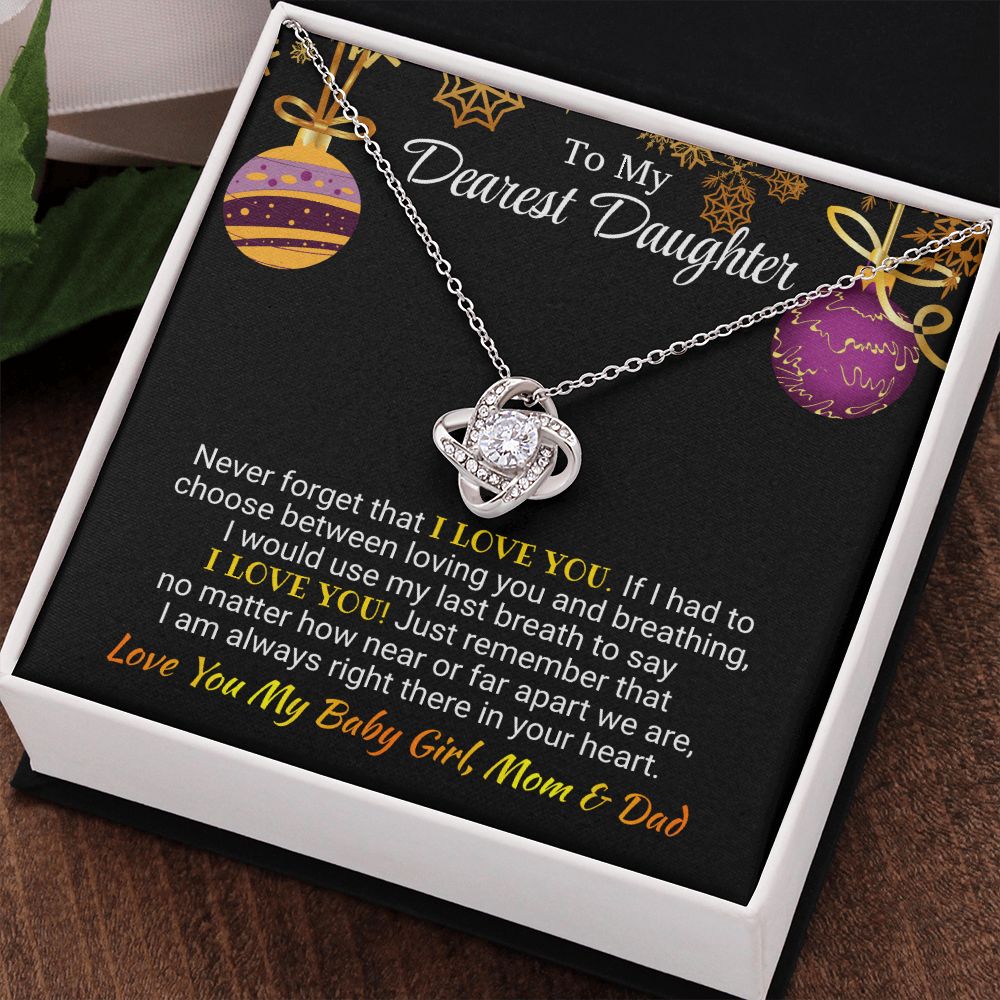 Daughter - I Am Always Right There - Love Knot Necklace - Christmas Gift - From Mom & Dad 14K White Gold Finish Standard Box Jewelry