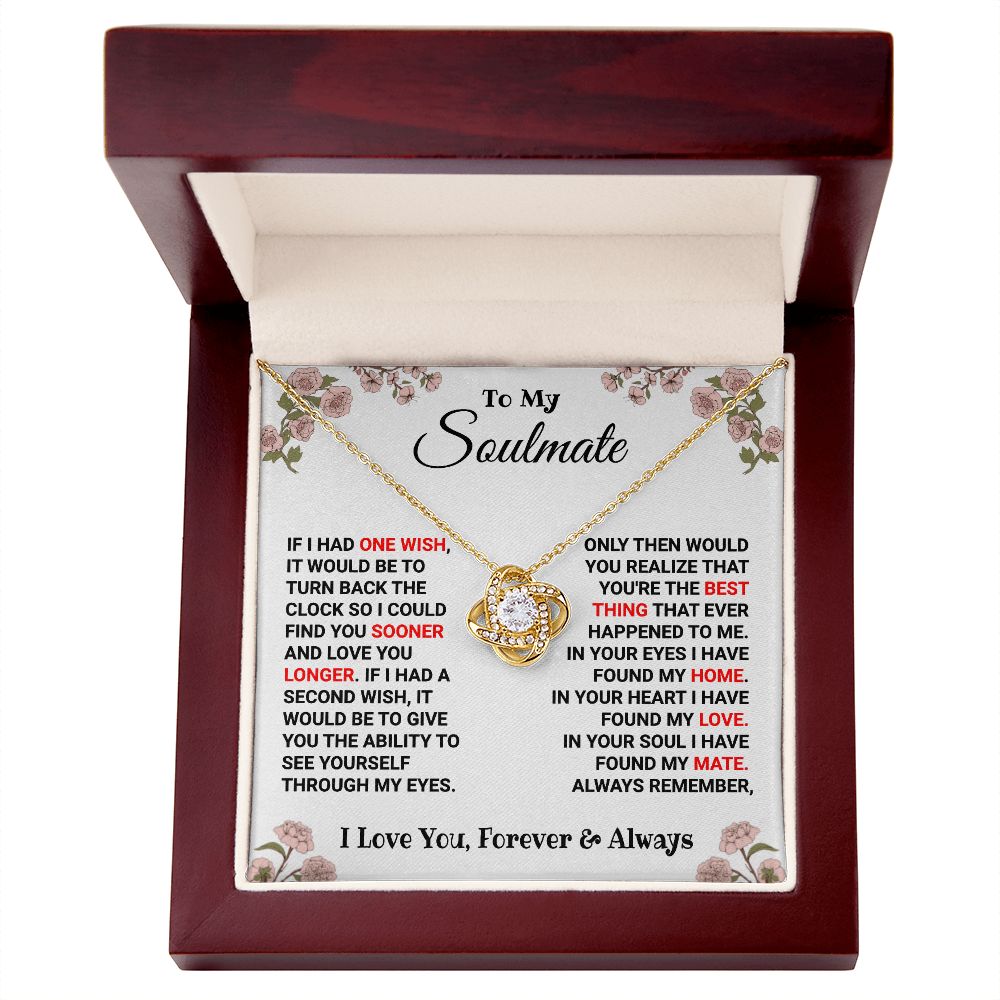 Soulmate - Always Remember - Love Knot Necklace 18K Yellow Gold Finish Luxury Box Jewelry
