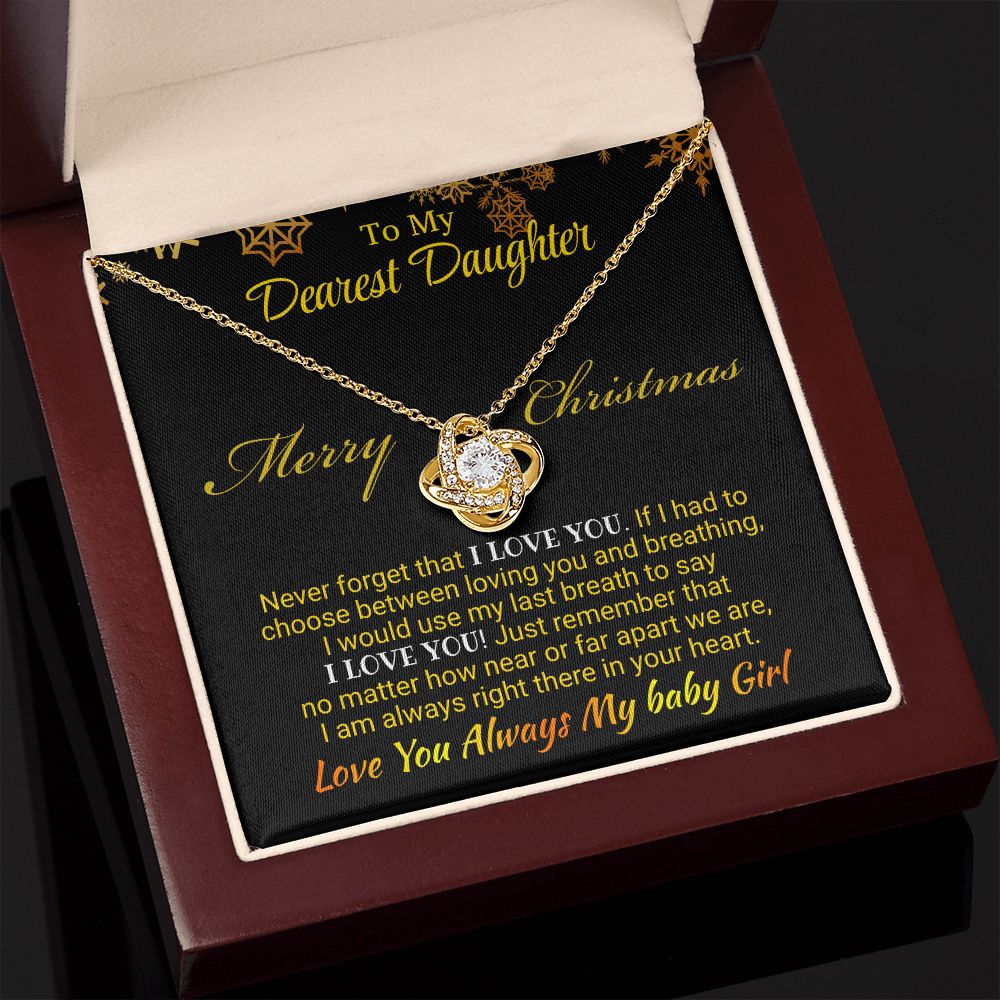 Daughter - Never Forget That - Love Knot Necklace - Christmas Gift 18K Yellow Gold Finish Luxury Box Jewelry