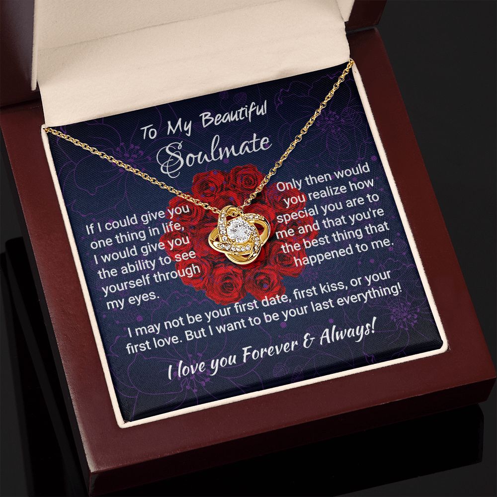 Soulmate - If I Could Give You - Love Knot Necklace 18K Yellow Gold Finish Luxury Box Jewelry