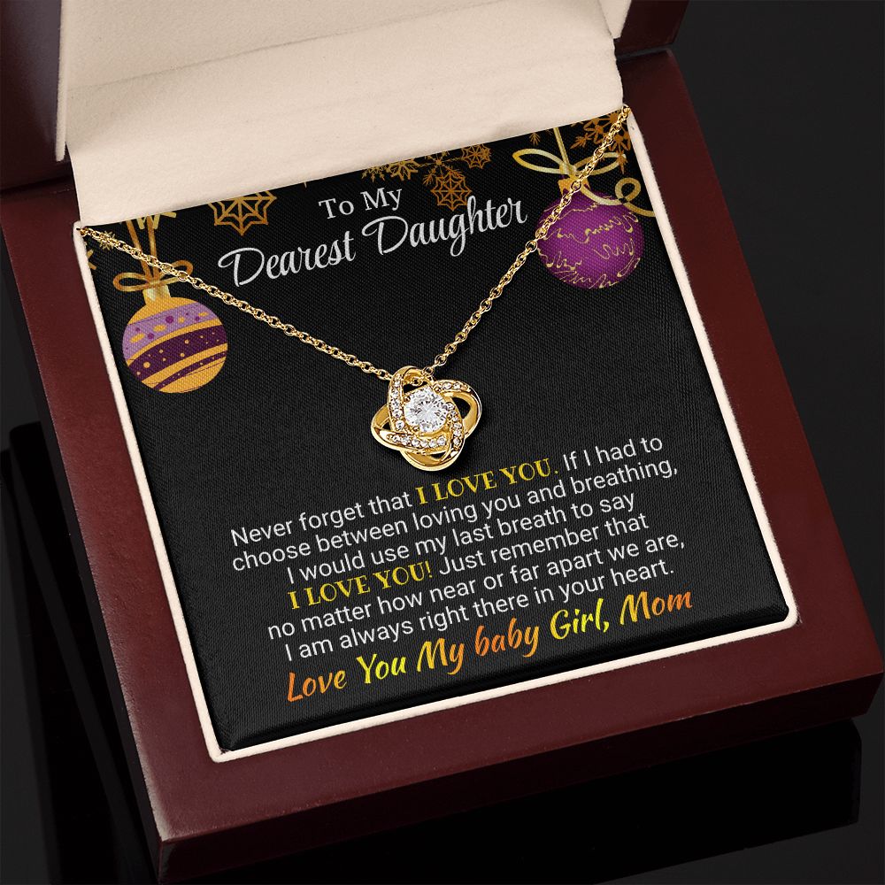 Daughter - I am Always Right There - Love Knot Necklace - Christmas Gift - From Mom 18K Yellow Gold Finish Luxury Box Jewelry