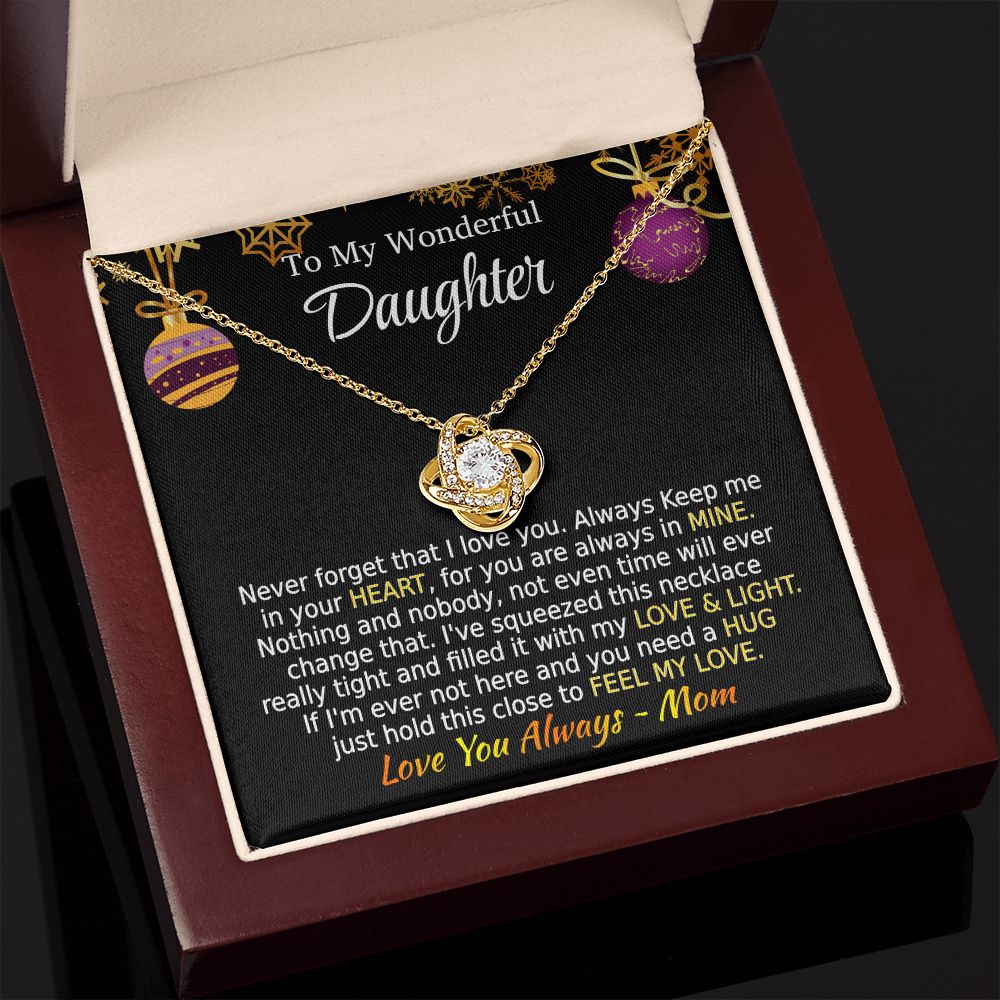 Daughter - Feel My Love - Love Knot necklace - Christmas Gift -From Mom 18K Yellow Gold Finish Luxury Box Jewelry