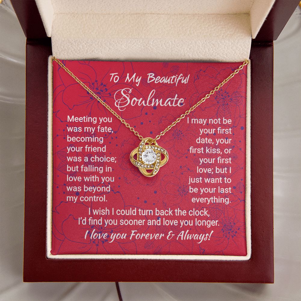 Soulmate - Meeting You Was My Fate - Love Knot Necklace 18K Yellow Gold Finish Luxury Box Jewelry