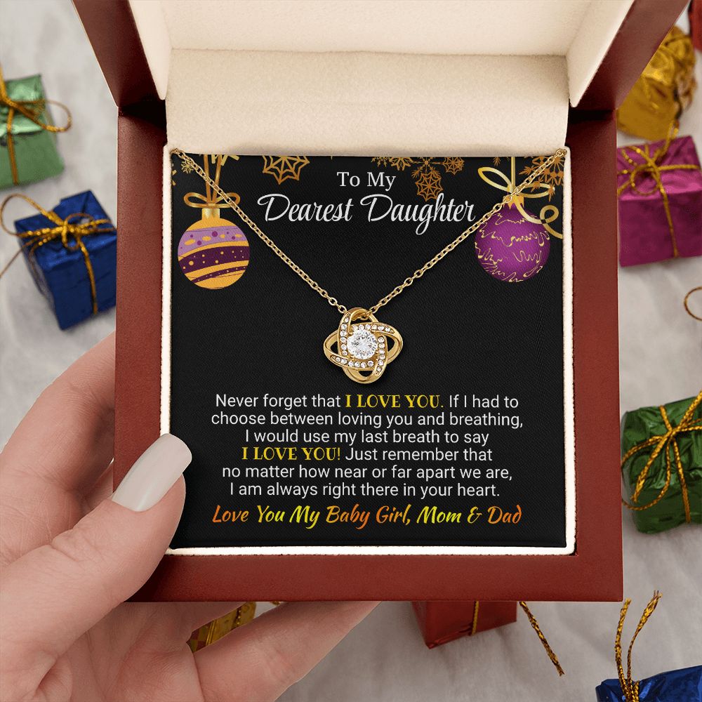 Daughter - I Am Always Right There - Love Knot Necklace - Christmas Gift - From Mom & Dad 18K Yellow Gold Finish Luxury Box Jewelry