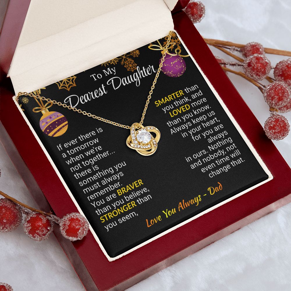 Daughter - Always In My Heart - Love Knot Necklace - Christmas Gift - From Dad 18K Yellow Gold Finish Luxury Box Jewelry