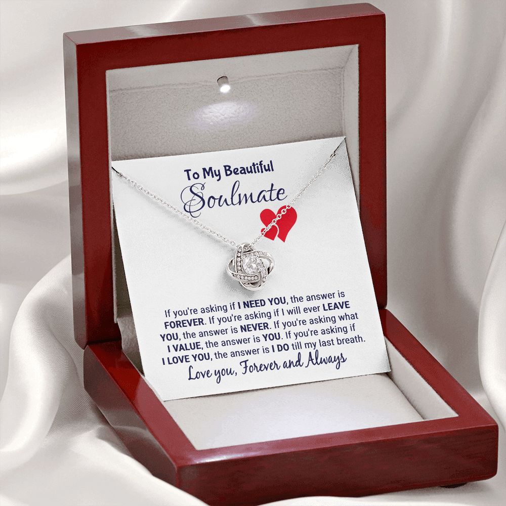 Soulmate - If You Are Asking - Love Knot Necklace 14K White Gold Finish Luxury Box Jewelry