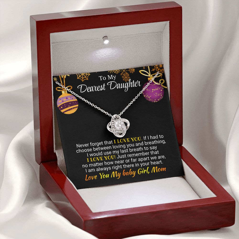 Daughter - I am Always Right There - Love Knot Necklace - Christmas Gift - From Mom 14K White Gold Finish Luxury Box Jewelry