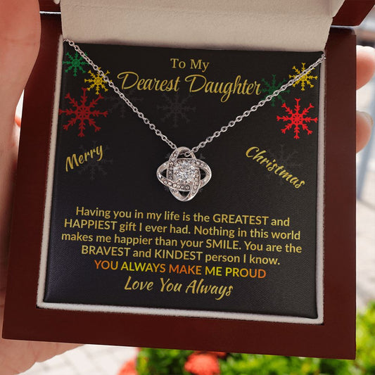 Daughter - Love You Always - Love Knot Necklace - Christmas Gift 14K White Gold Finish Luxury Box Jewelry