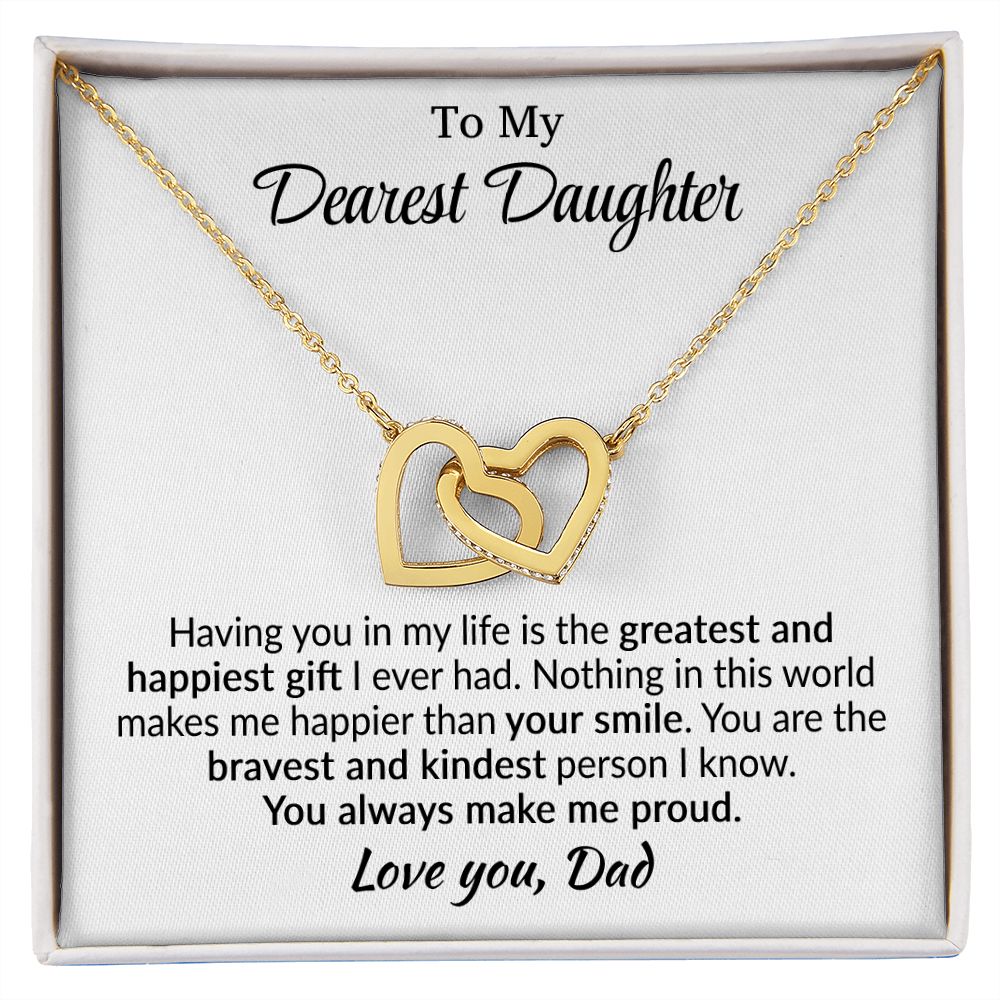 Daughter - Greatest and Happiest - Interlocking Hearts Necklace - From Dad Jewelry