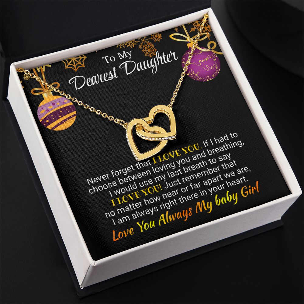 Daughter - I am Always Right There - Interlocking Hearts Necklace - Christmas Gift 18K Yellow Gold Finish Standard Box Jewelry