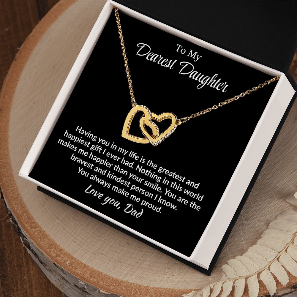 Daughter - Having you in my Life - Interlocking Hearts Necklace - From Dad Jewelry