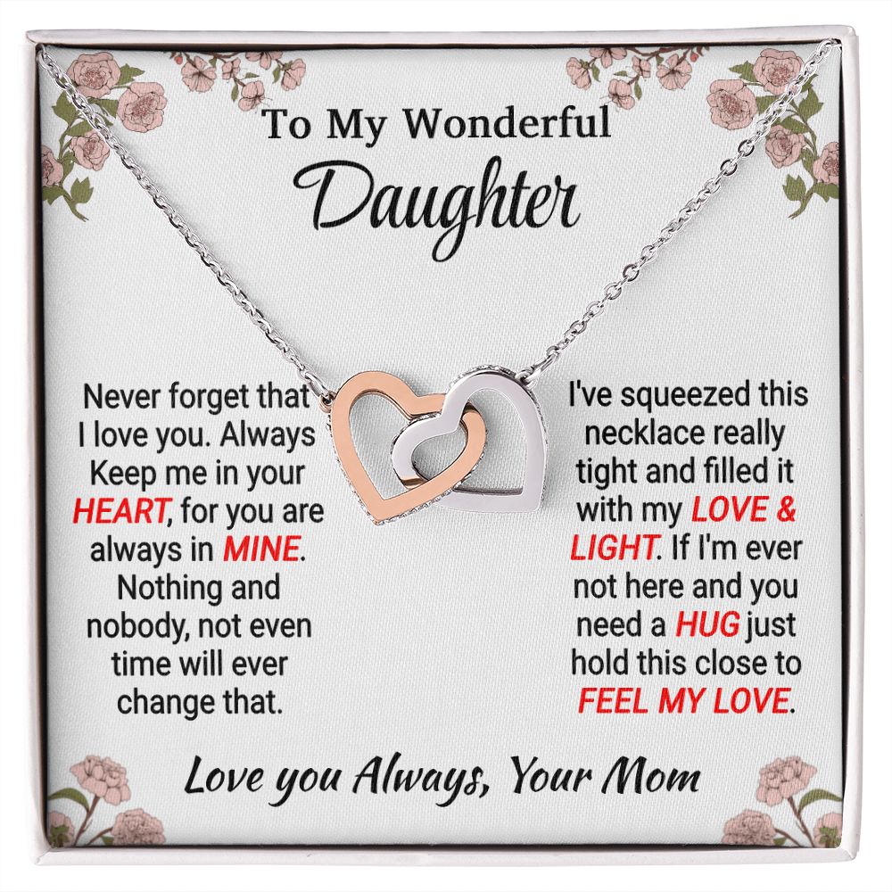 Daughter - My Love & Light - Interlocking Hearts Necklace - From Mom Jewelry