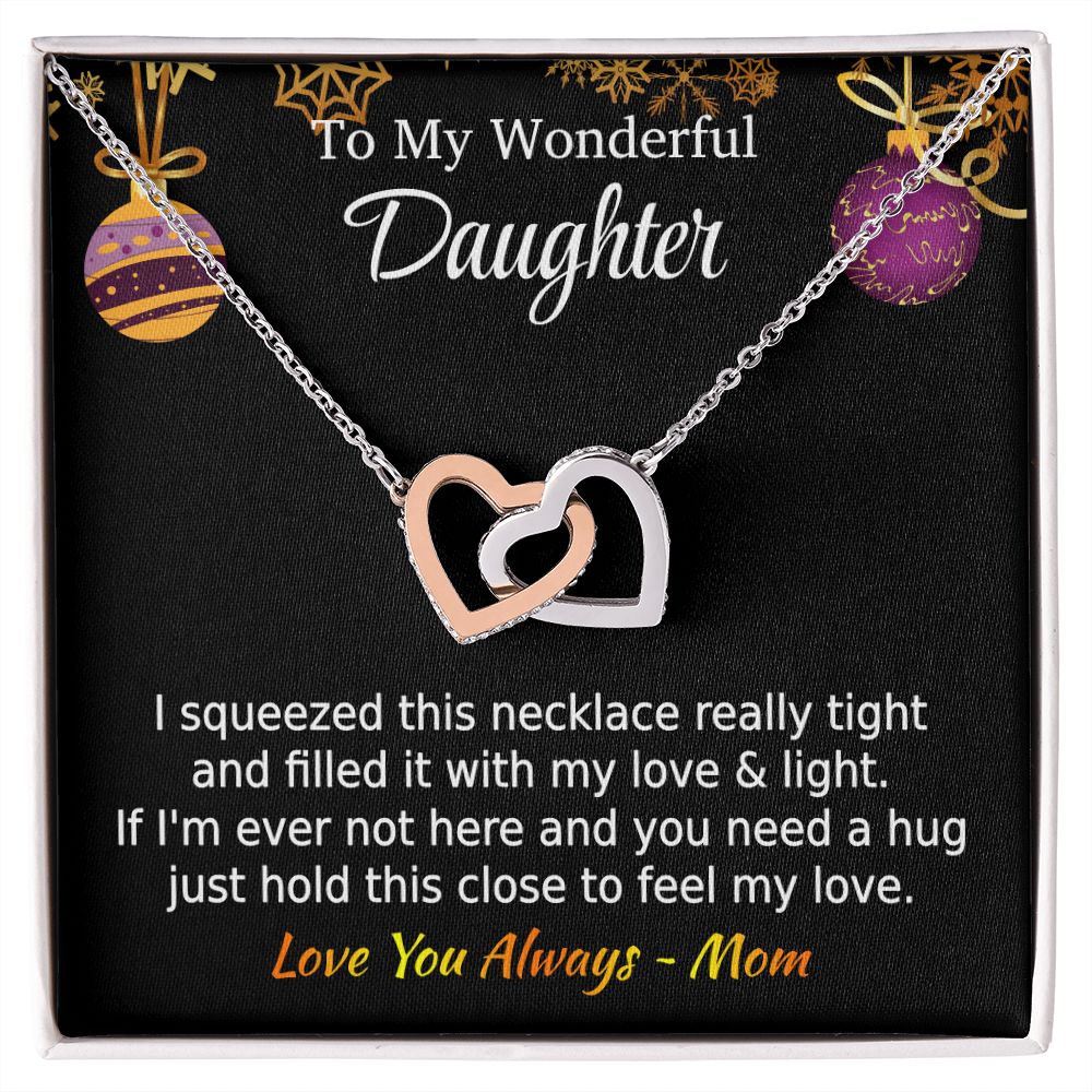 Daughter - I Squeezed This Necklace - Interlocking Hearts - Christmas Gift - From Mom Jewelry