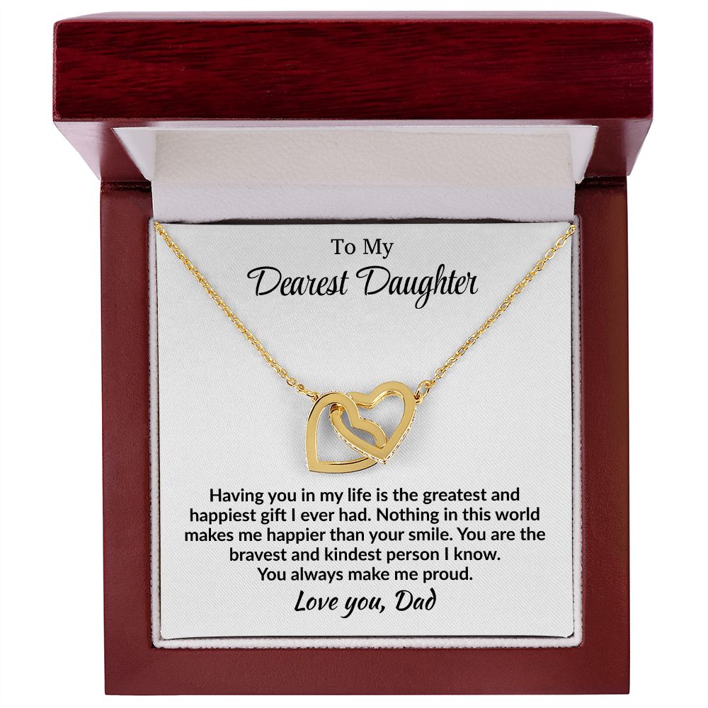 Daughter - You Always make me Proud - Interlocking Hearts Necklace - From Dad 18K Yellow Gold Finish Luxury Box Jewelry
