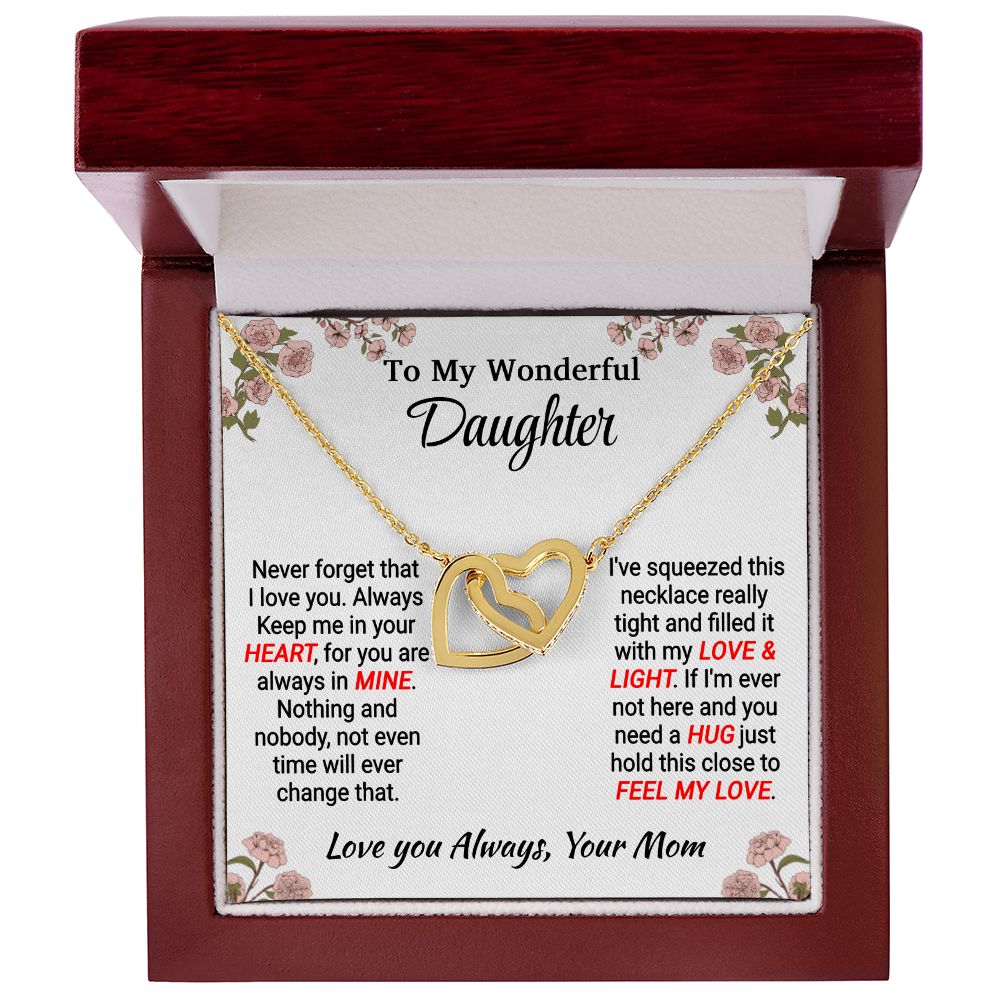 Daughter - My Love & Light - Interlocking Hearts Necklace - From Mom Jewelry