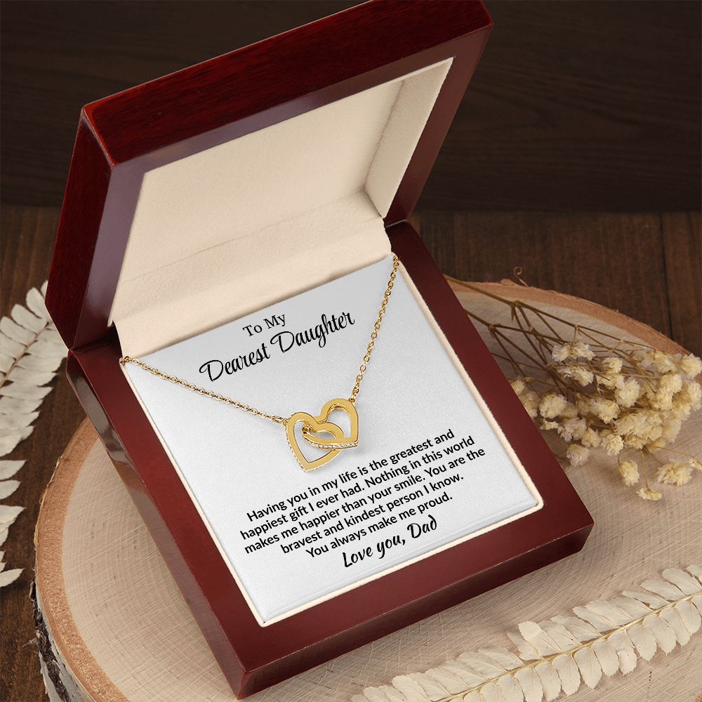 Daughter - You Always make me Proud - Interlocking Hearts Necklace - From Dad Jewelry